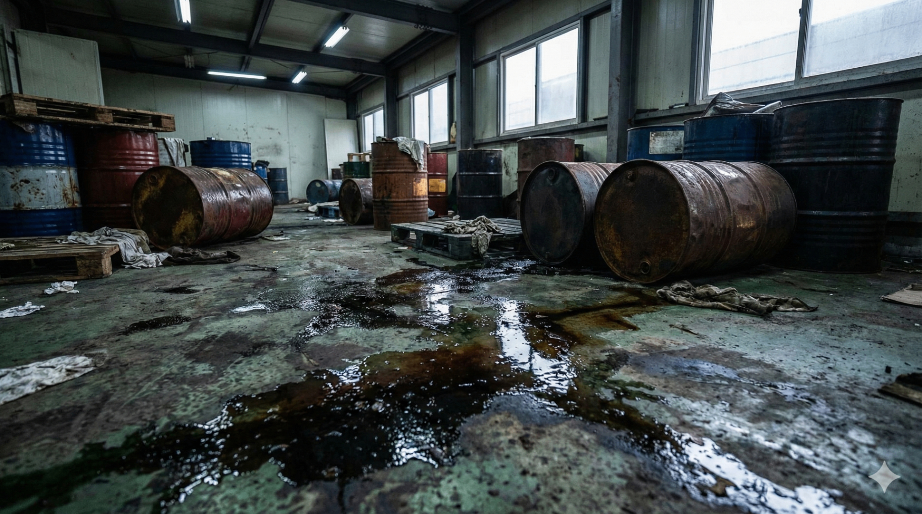 Vazamento quimico em armazem industrial